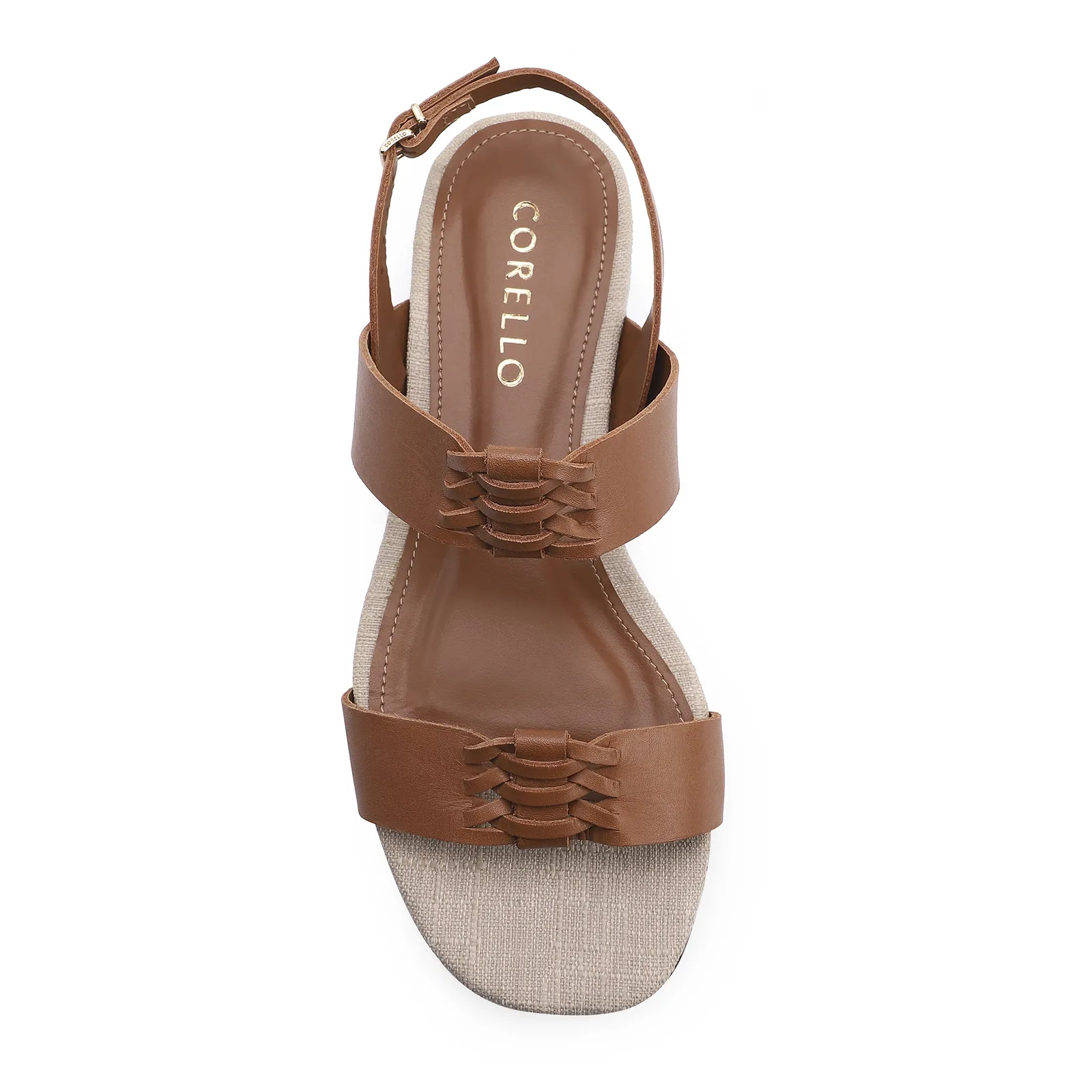 Rasteirinha Trançada Couro Marrom/Alt Off White