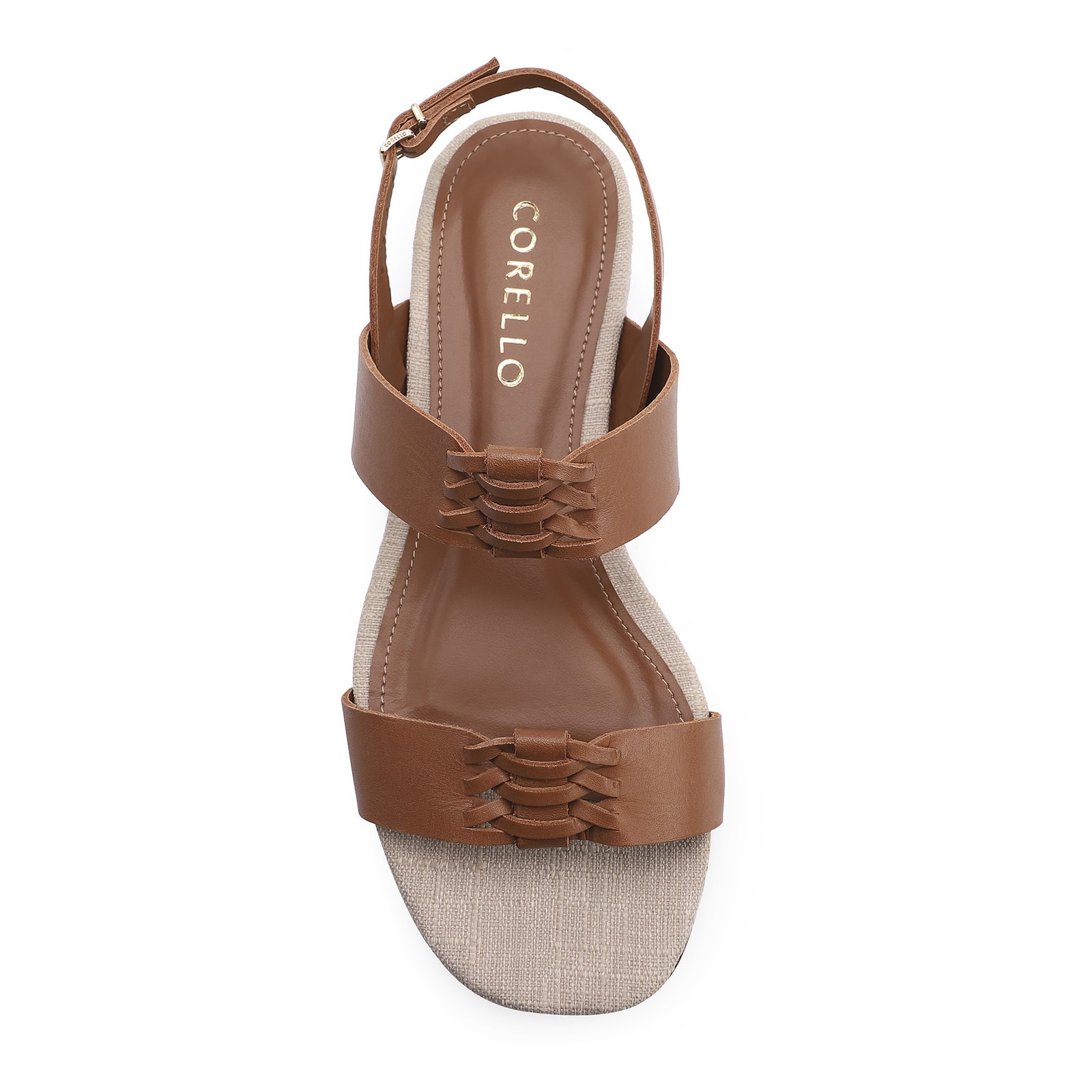 Rasteirinha Trançada Couro Marrom/Alt Off White