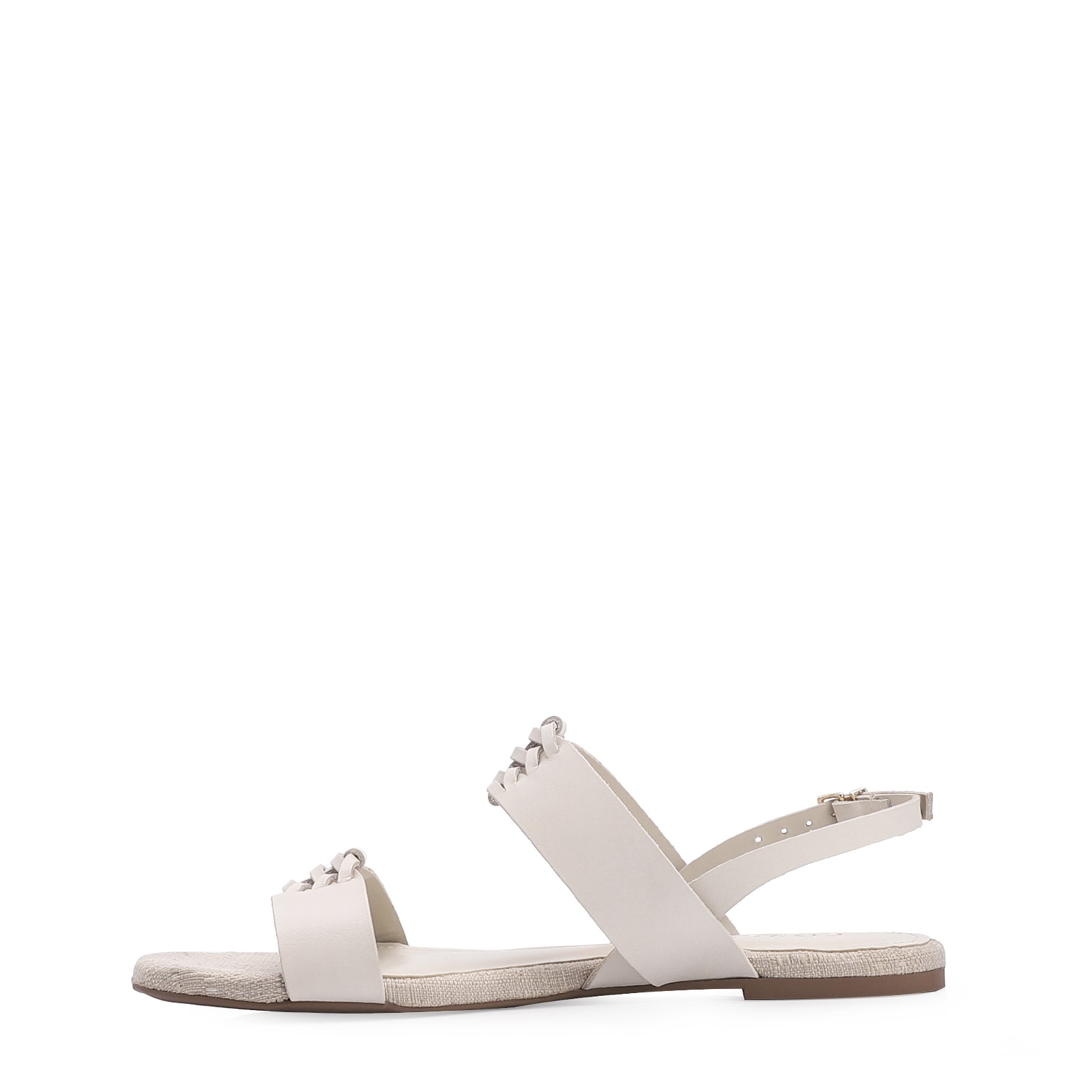 Rasteirinha Trançada Couro Off White/Alt Off White