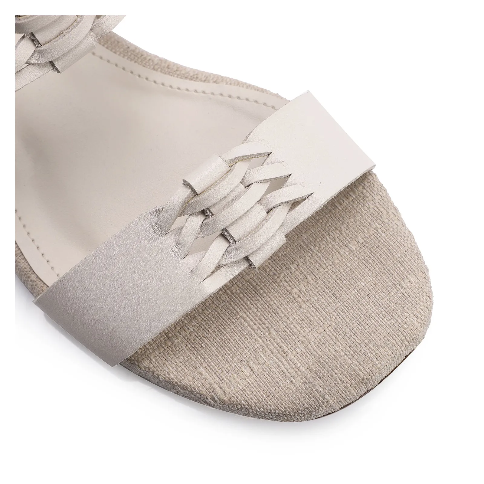 Rasteirinha Trançada Couro Off White/Alt Off White
