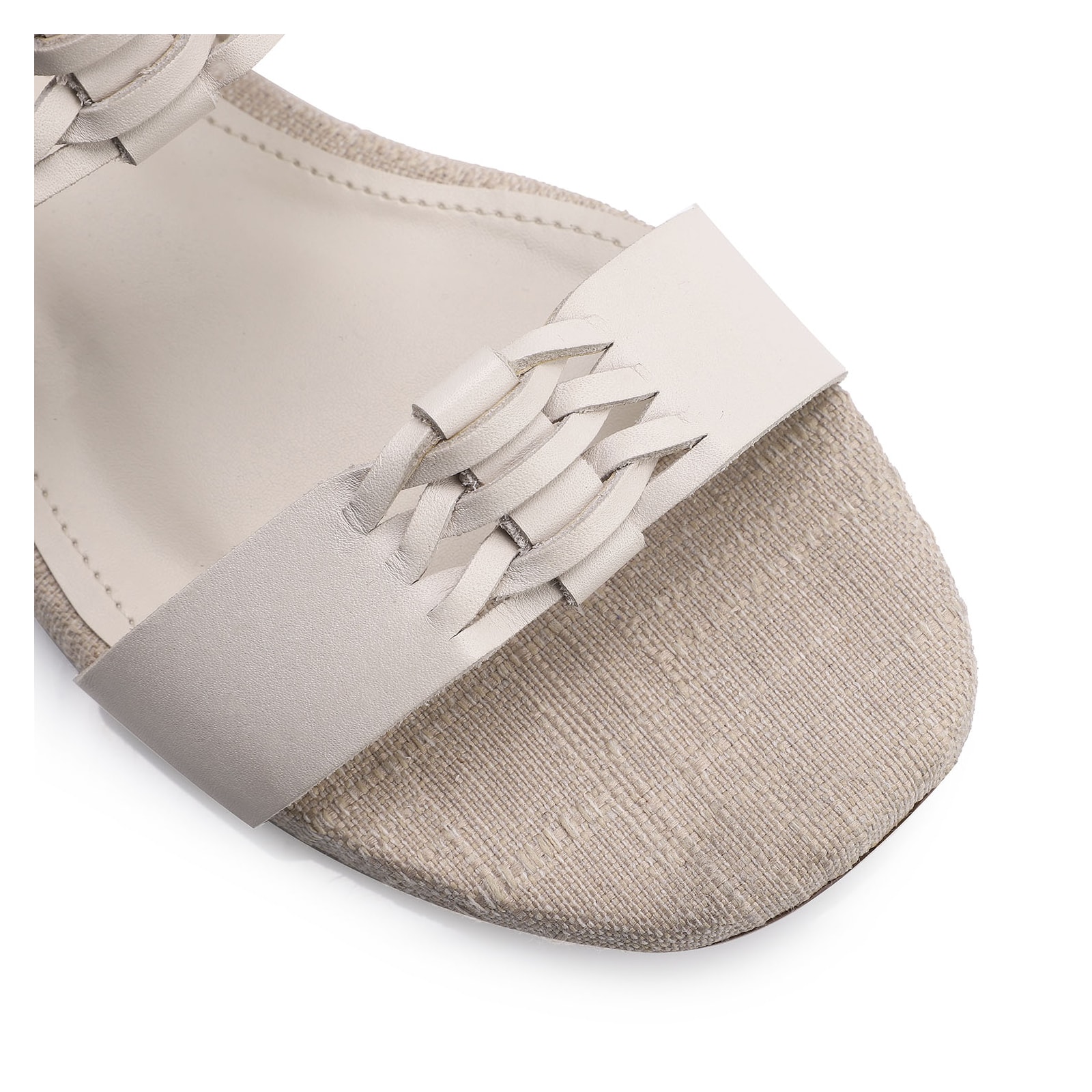 Rasteirinha Trançada Couro Off White/Alt Off White