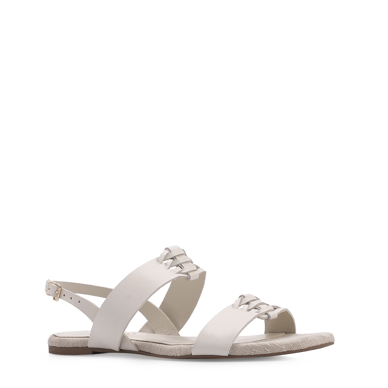Rasteirinha Trançada Couro Off White/Alt Off White