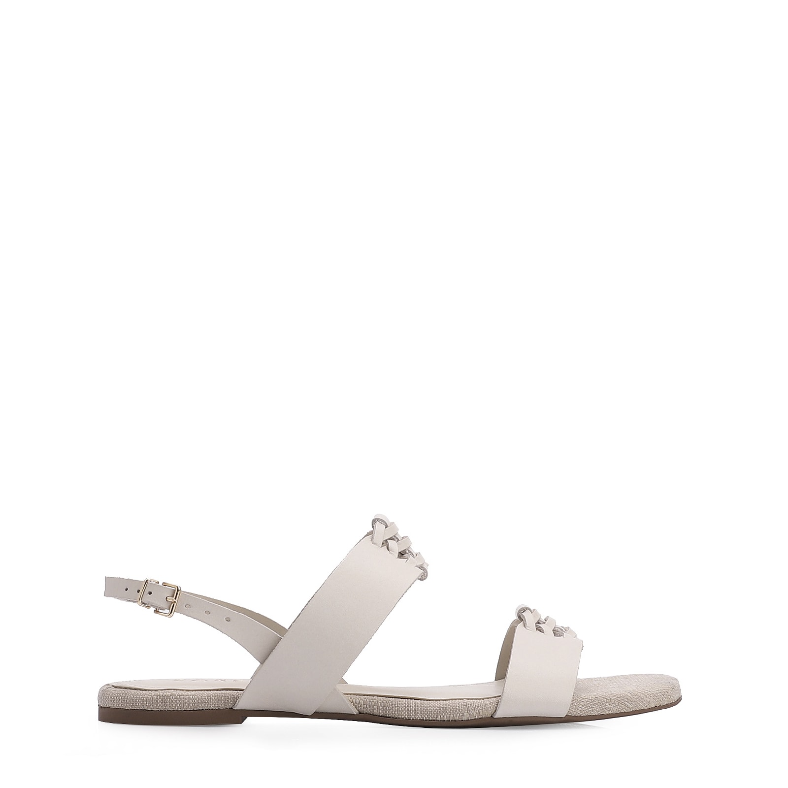 Rasteirinha Trançada Couro Off White/Alt Off White