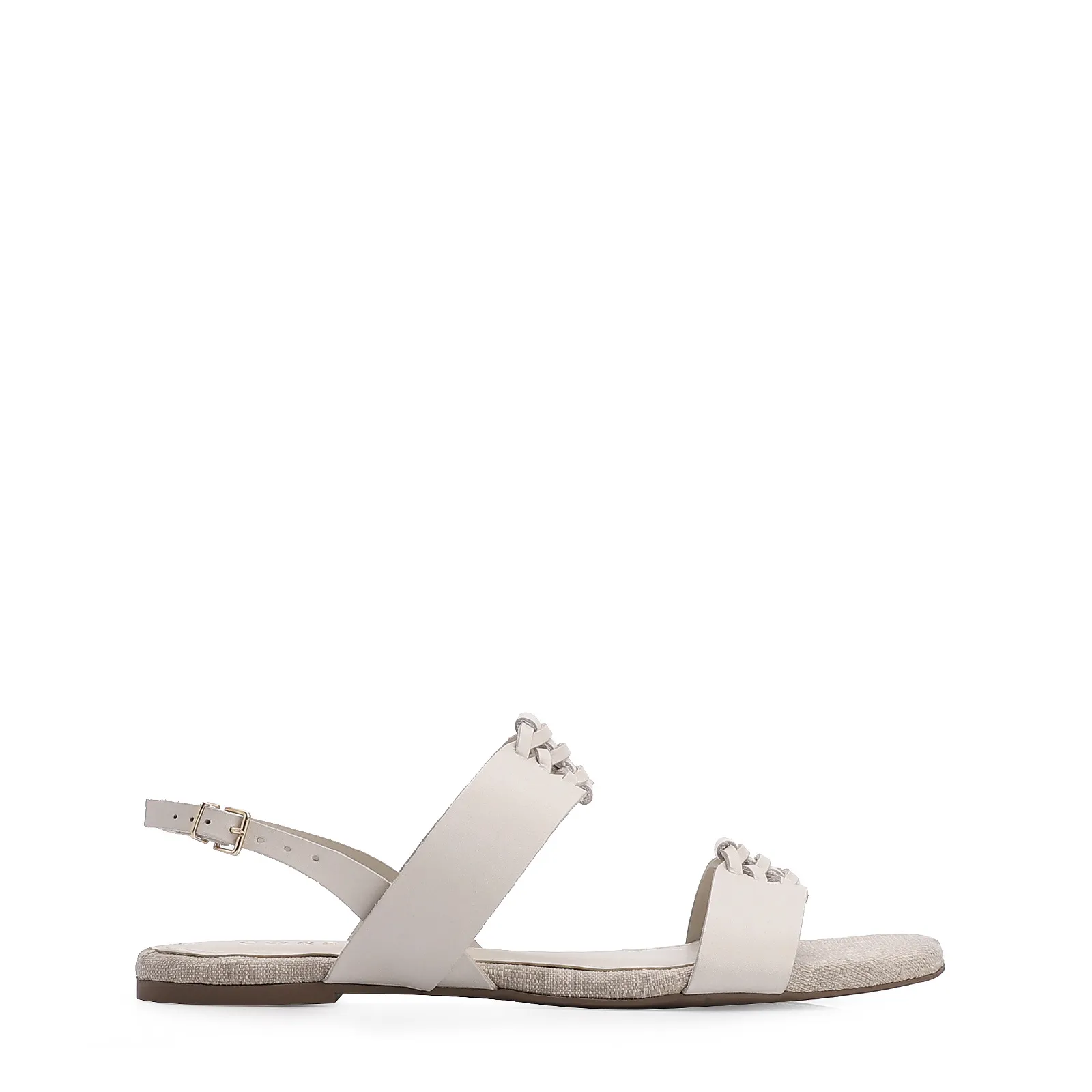 Rasteirinha Trançada Couro Off White/Alt Off White