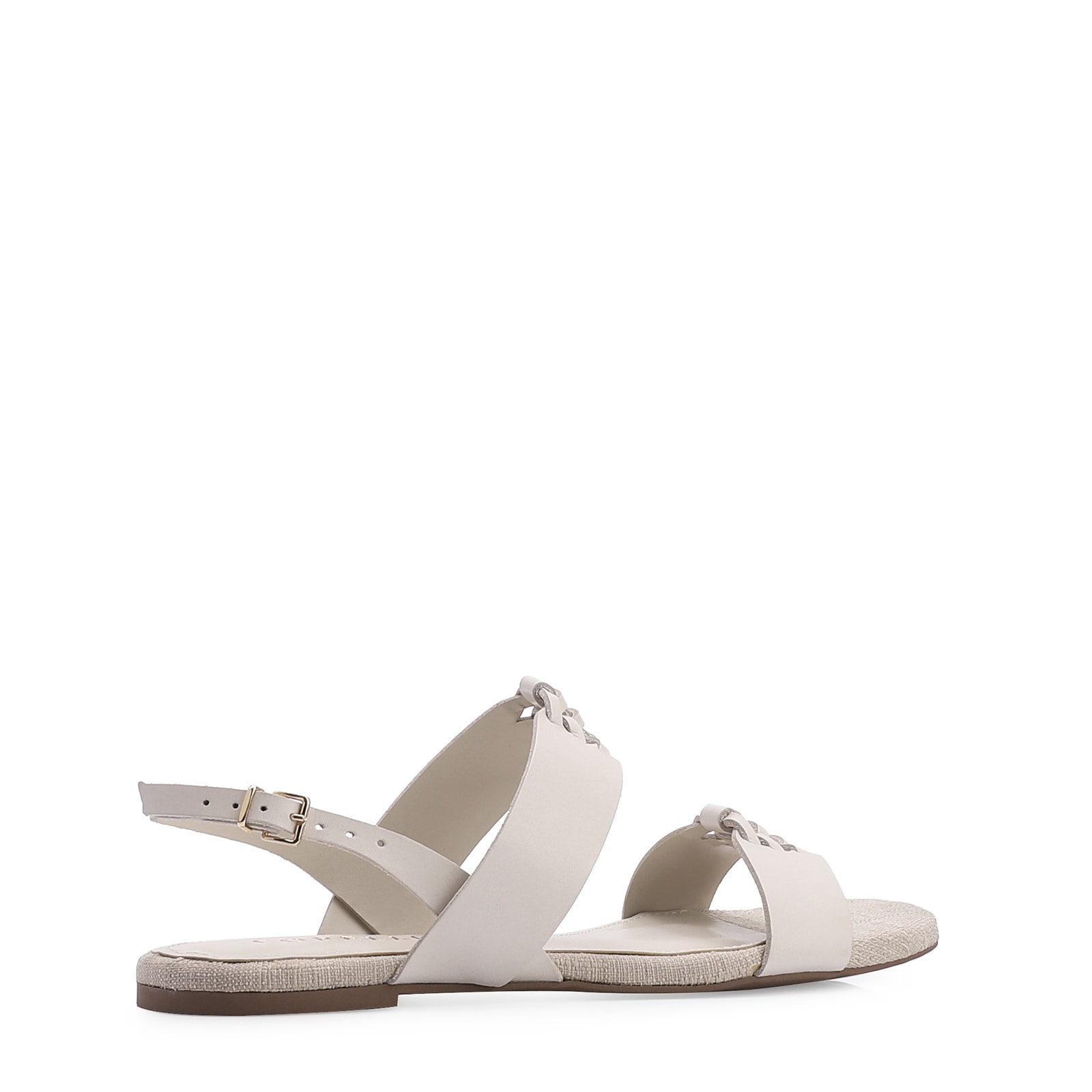 Rasteirinha Trançada Couro Off White/Alt Off White