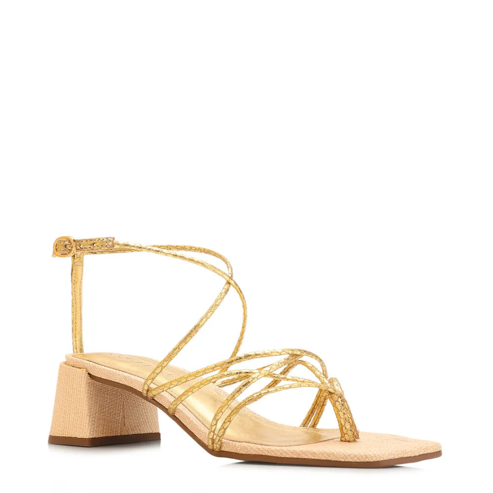 Sandália Alt Dourado/Ráfia Natural