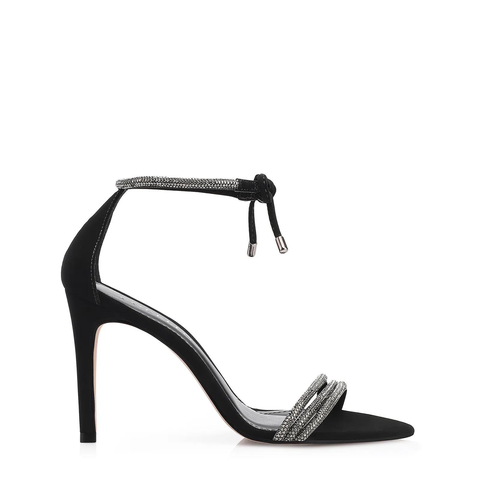 Sandália Alt Nobuck Preto/Strass Grafite