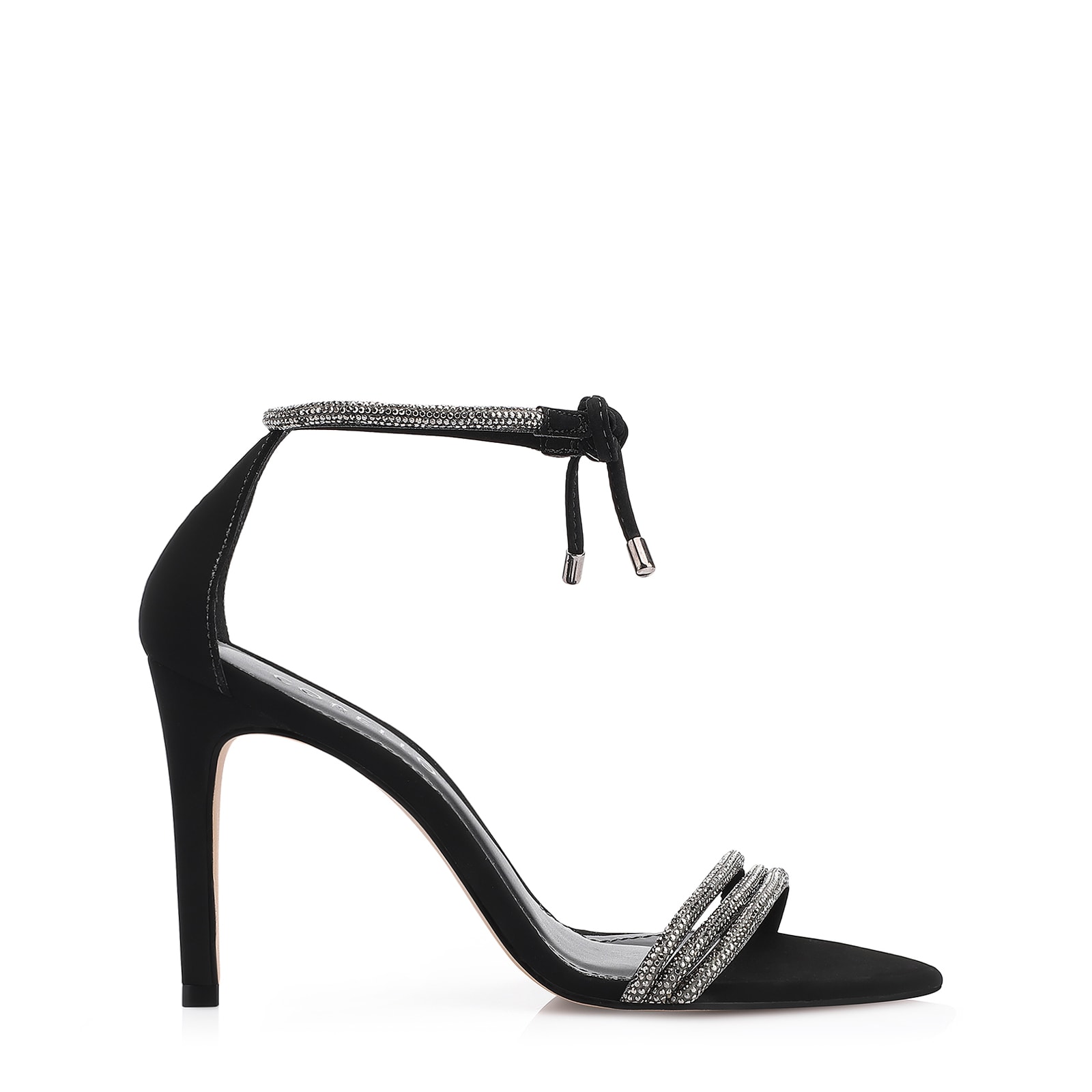Sandália Alt Nobuck Preto/Strass Grafite