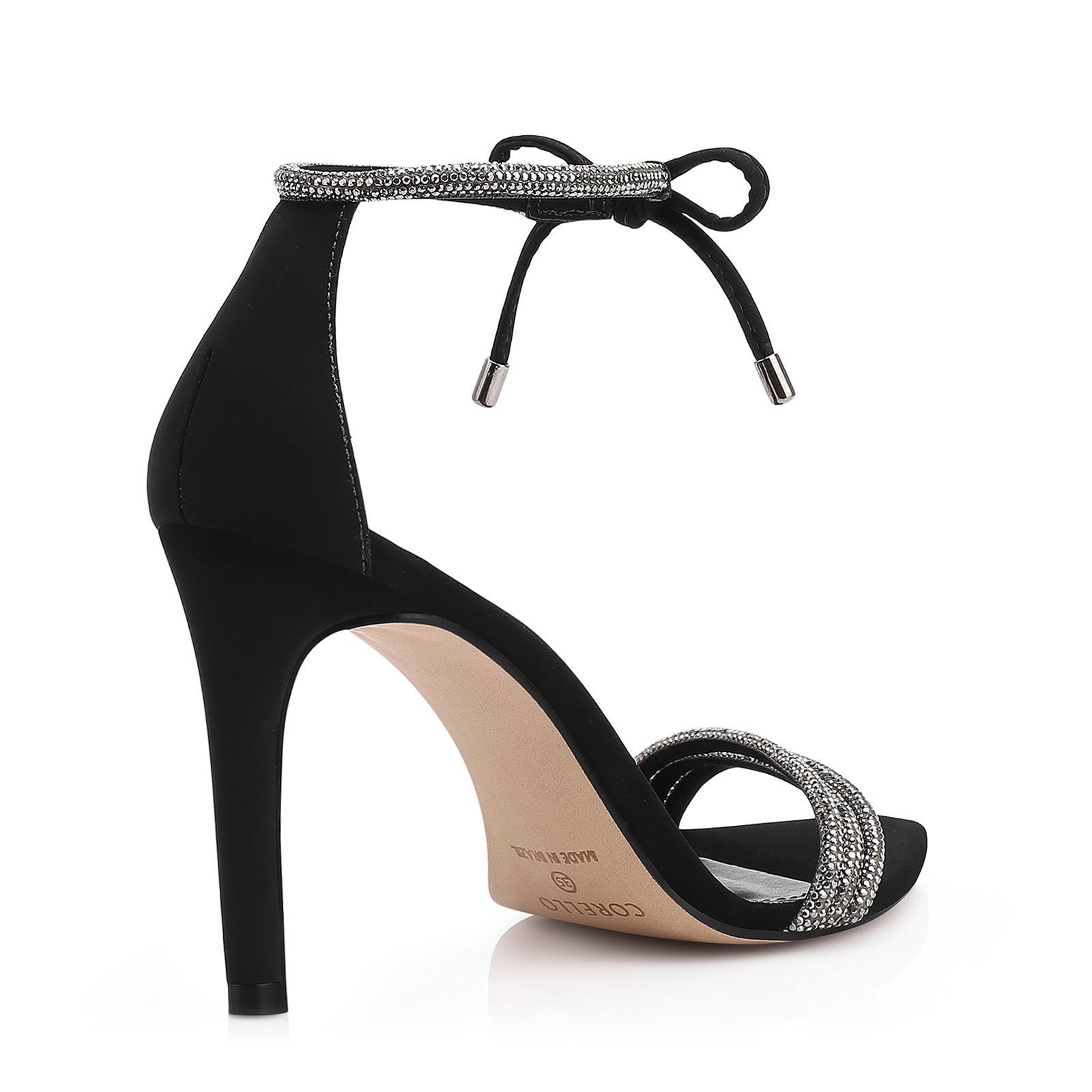 Sandália Alt Nobuck Preto/Strass Grafite