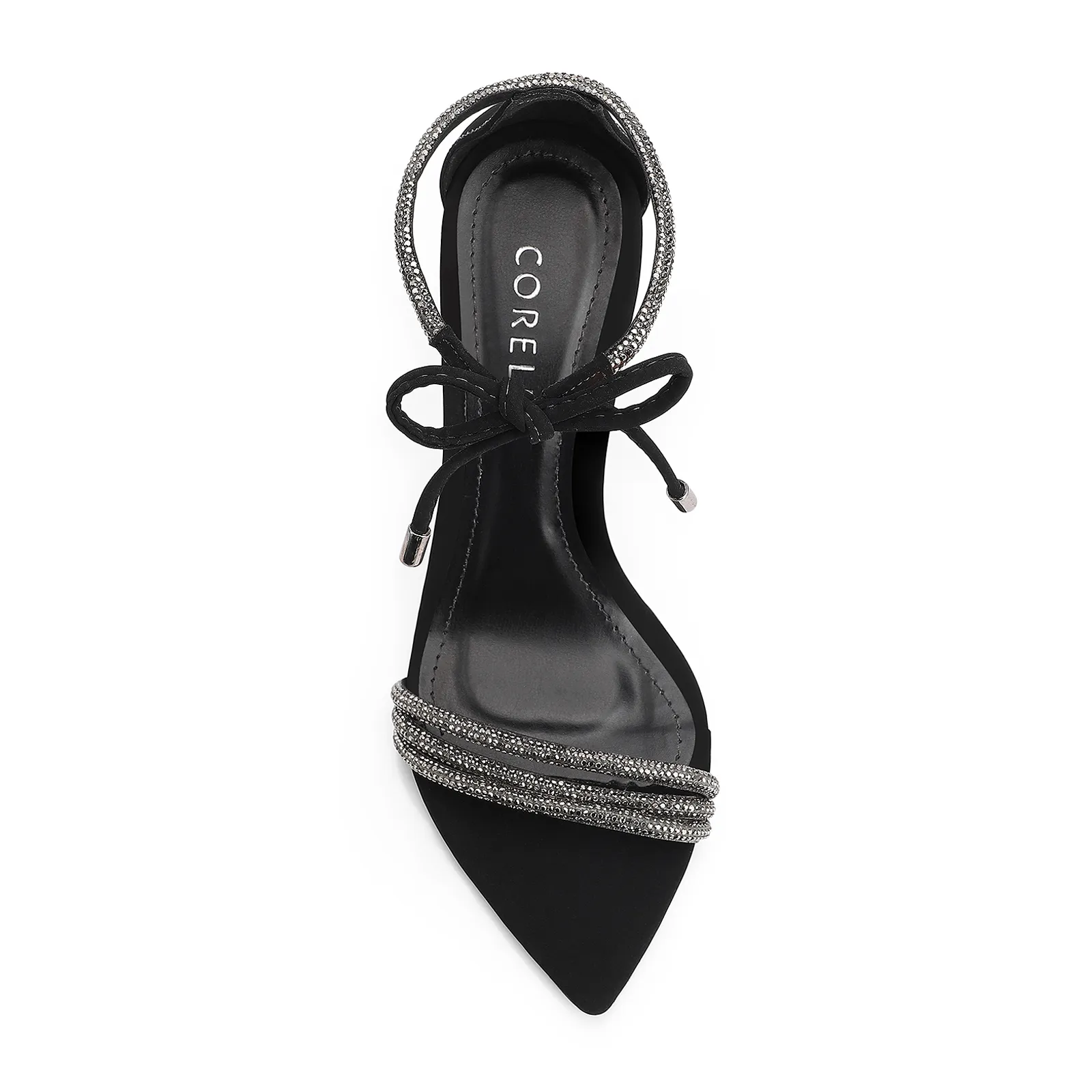 Sandália Alt Nobuck Preto/Strass Grafite