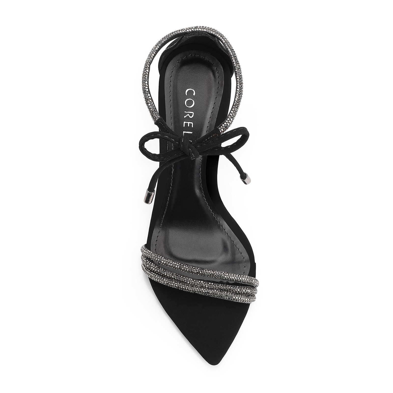 Sandália Alt Nobuck Preto/Strass Grafite
