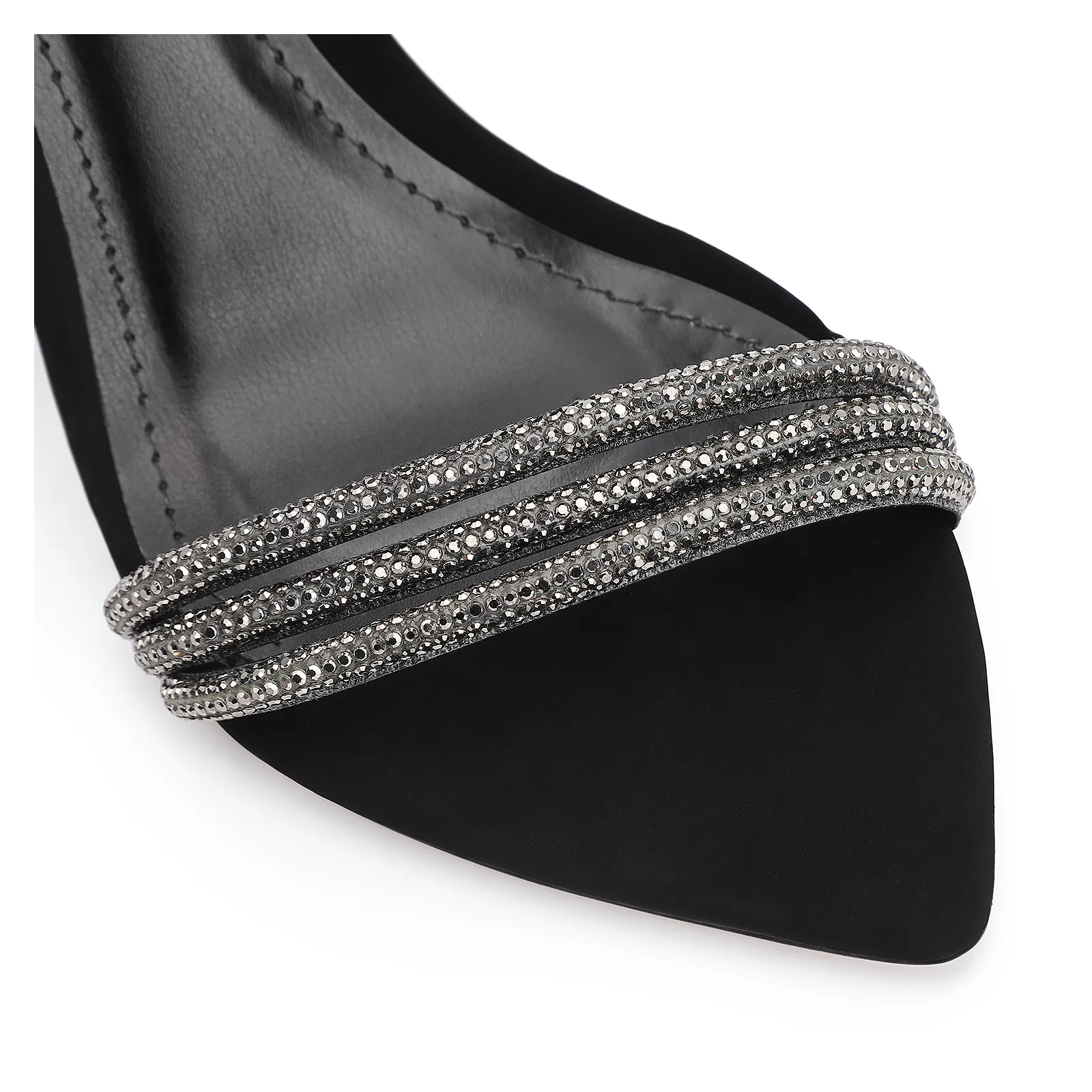Sandália Alt Nobuck Preto/Strass Grafite