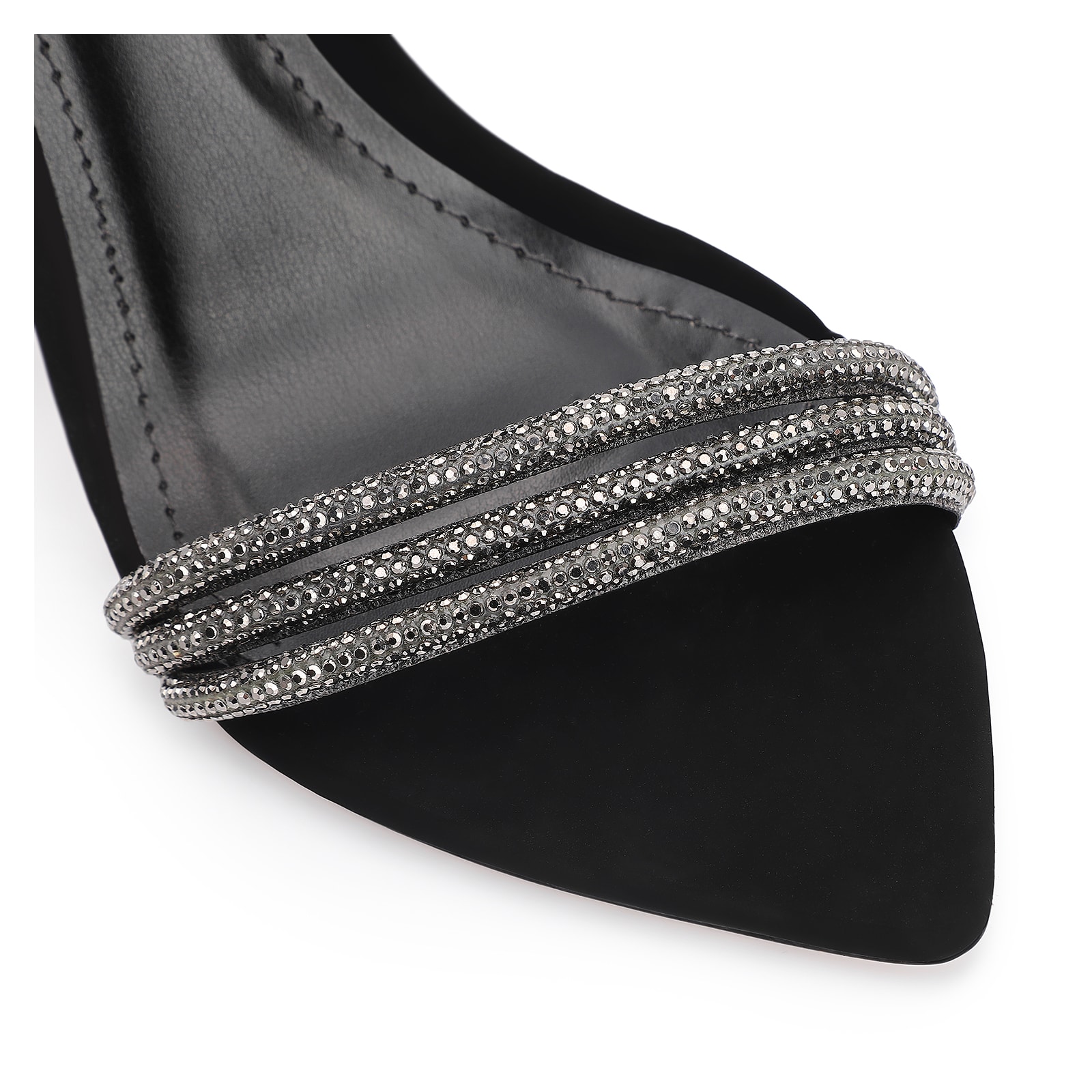 Sandália Alt Nobuck Preto/Strass Grafite