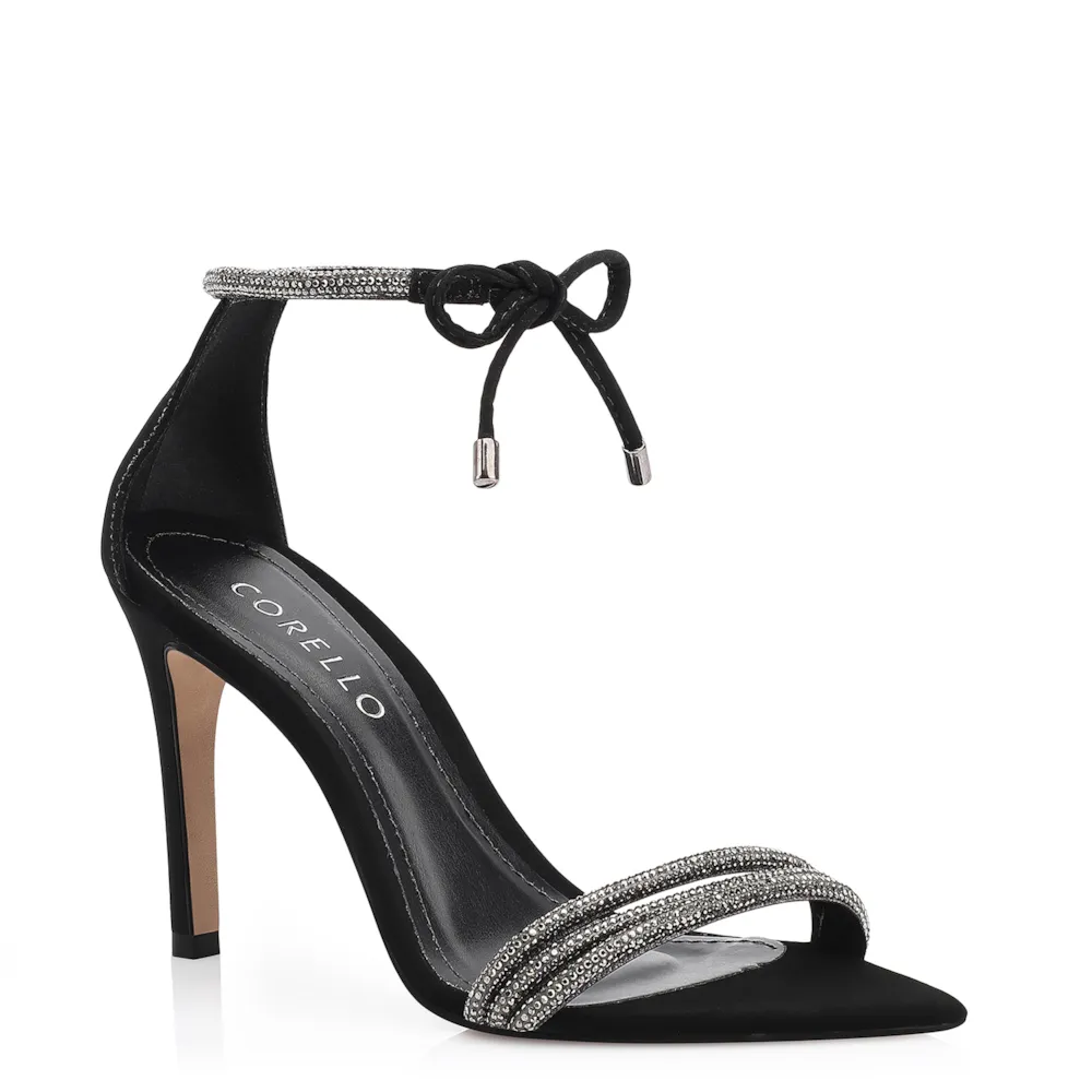 Sandália Alt Nobuck Preto/Strass Grafite