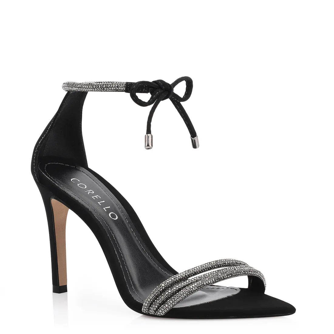 Sandália Alt Nobuck Preto/Strass Grafite