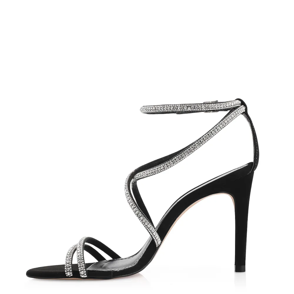 Sandália Alt Nobuck Preto/Strass Prata - imagem 5