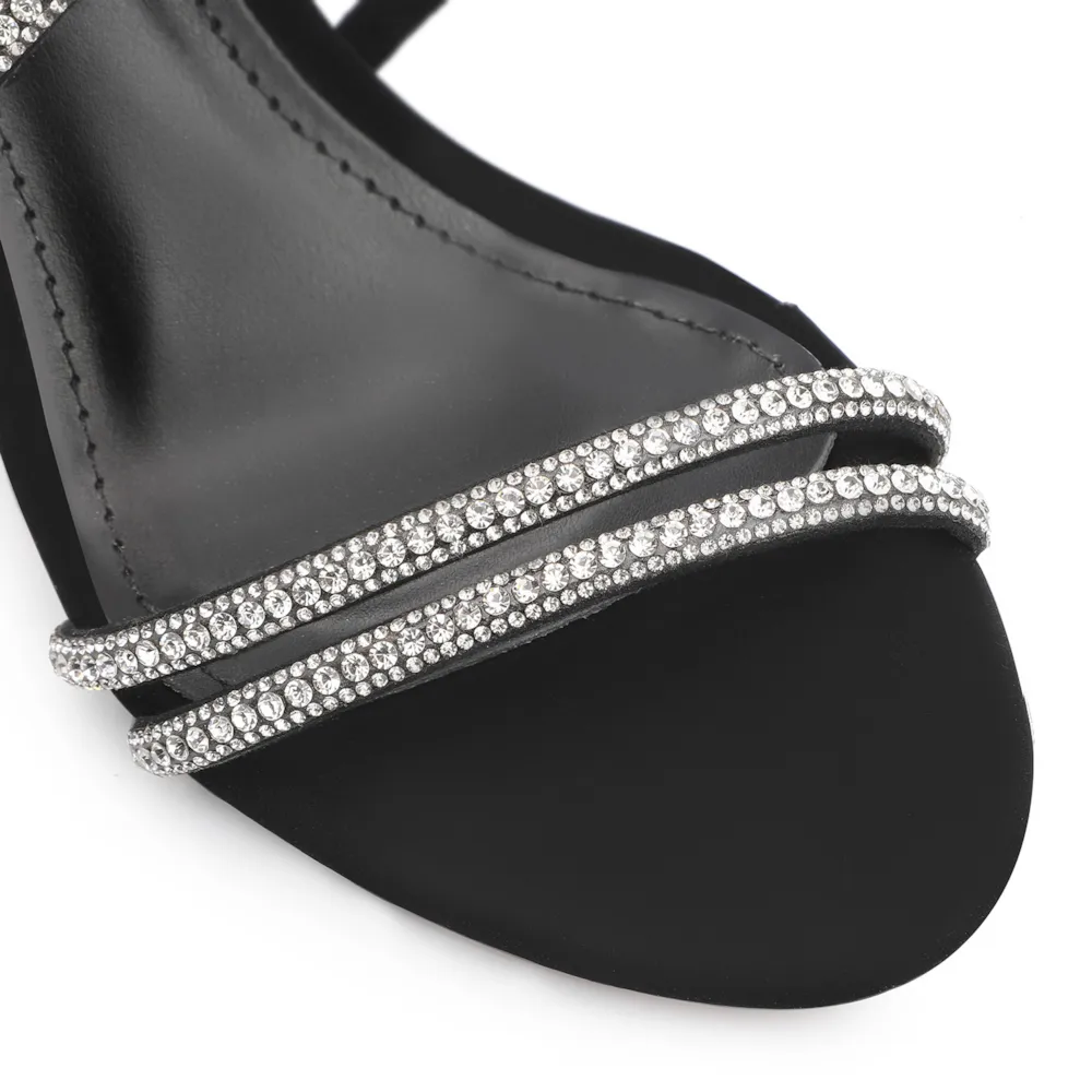 Sandália Alt Nobuck Preto/Strass Prata - imagem 7