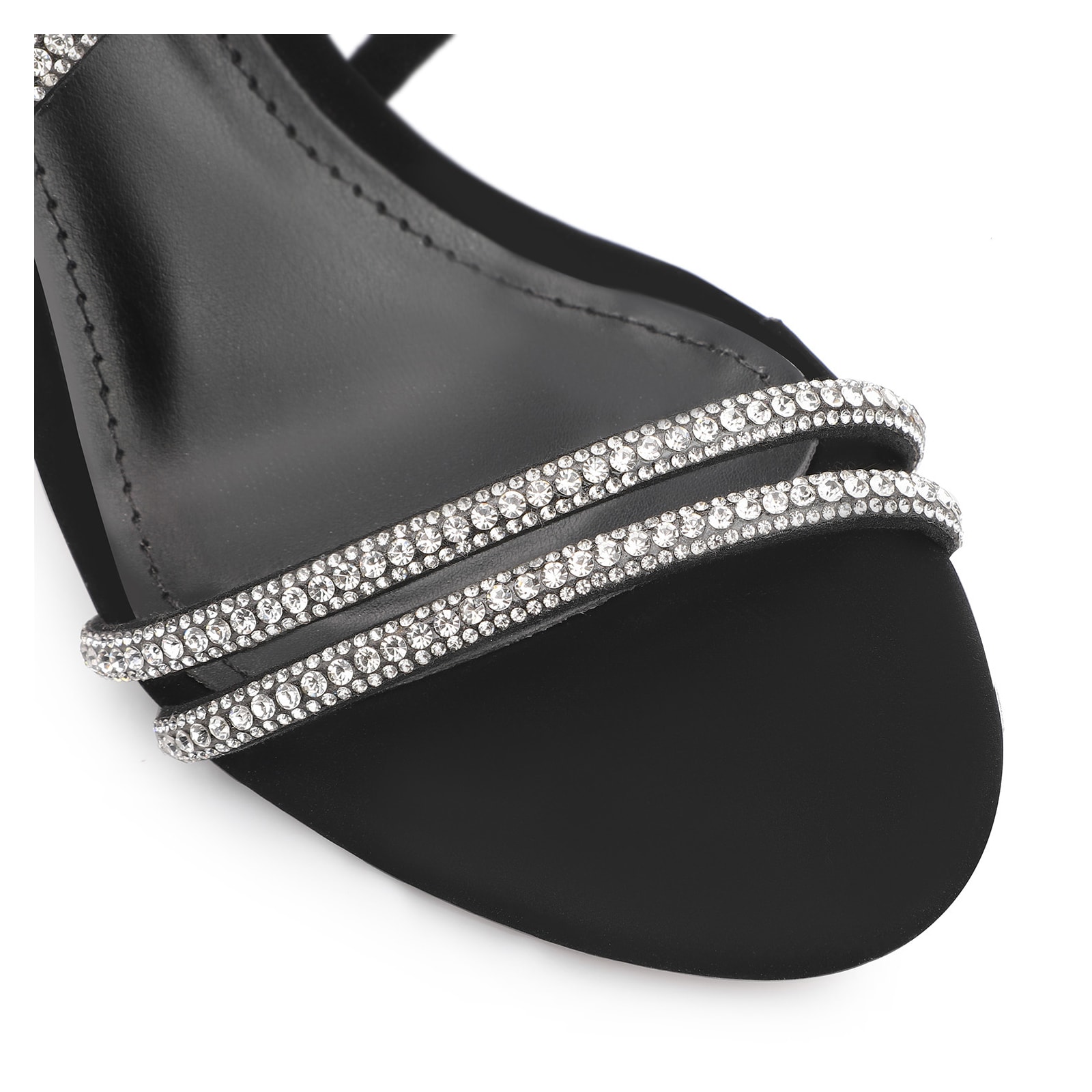 Sandália Alt Nobuck Preto/Strass Prata