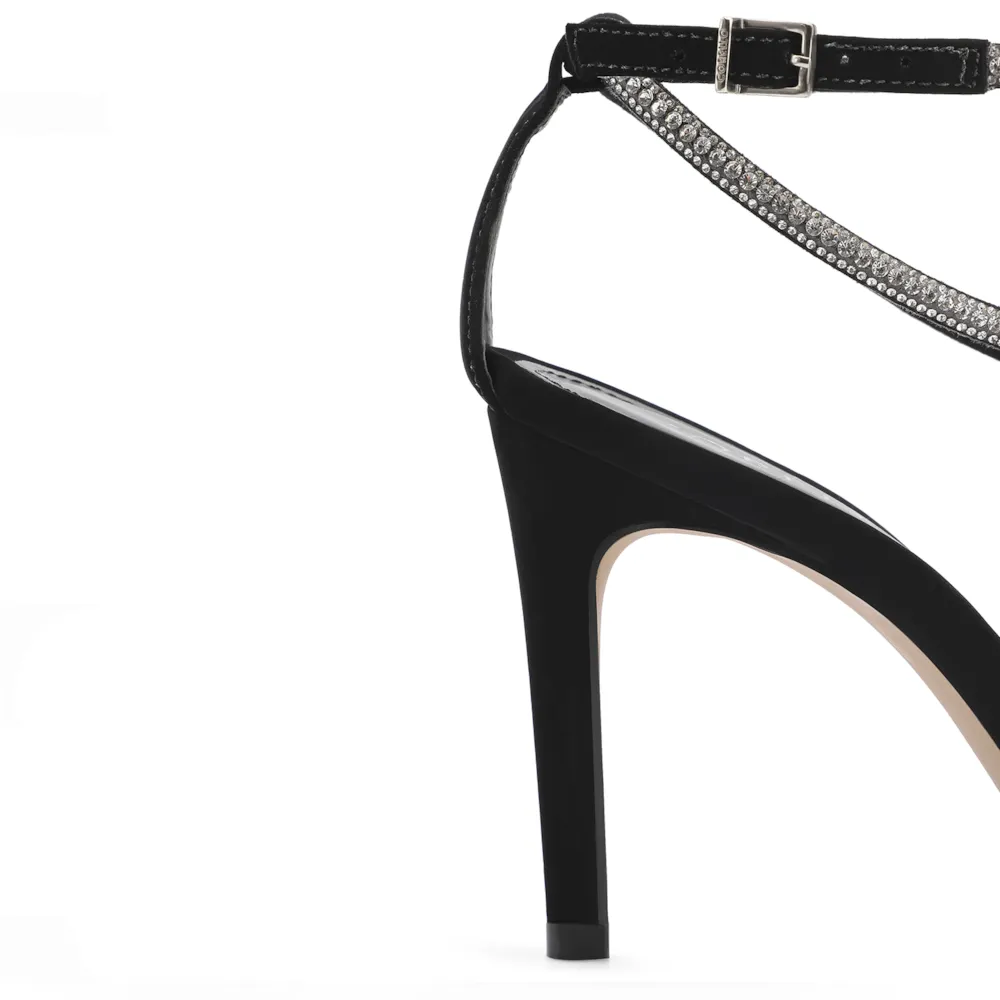 Sandália Alt Nobuck Preto/Strass Prata - imagem 8