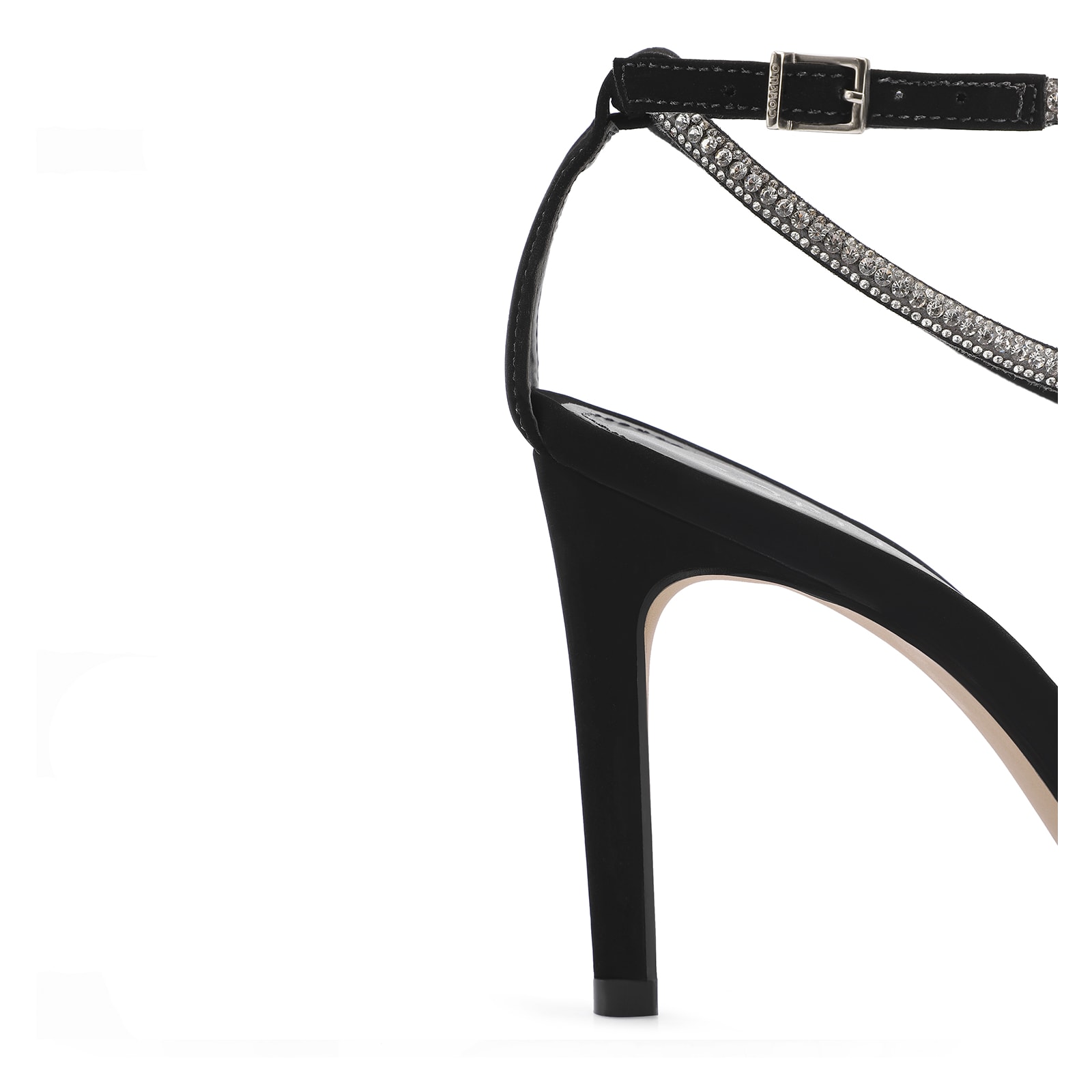 Sandália Alt Nobuck Preto/Strass Prata