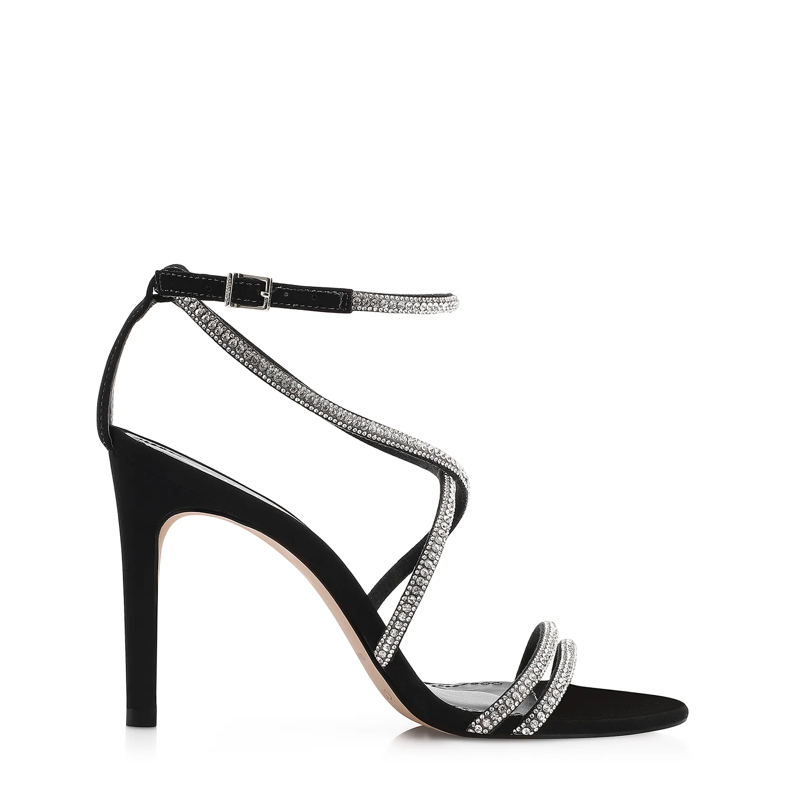 Sandália Alt Nobuck Preto/Strass Prata