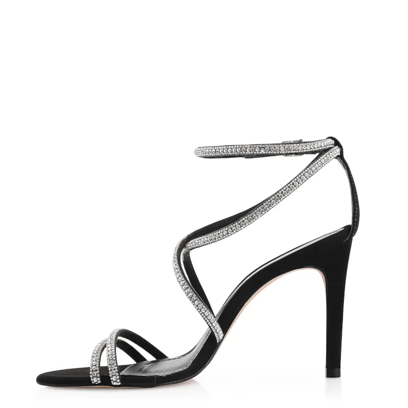 Sandália Alt Nobuck Preto/Strass Prata - foto 5