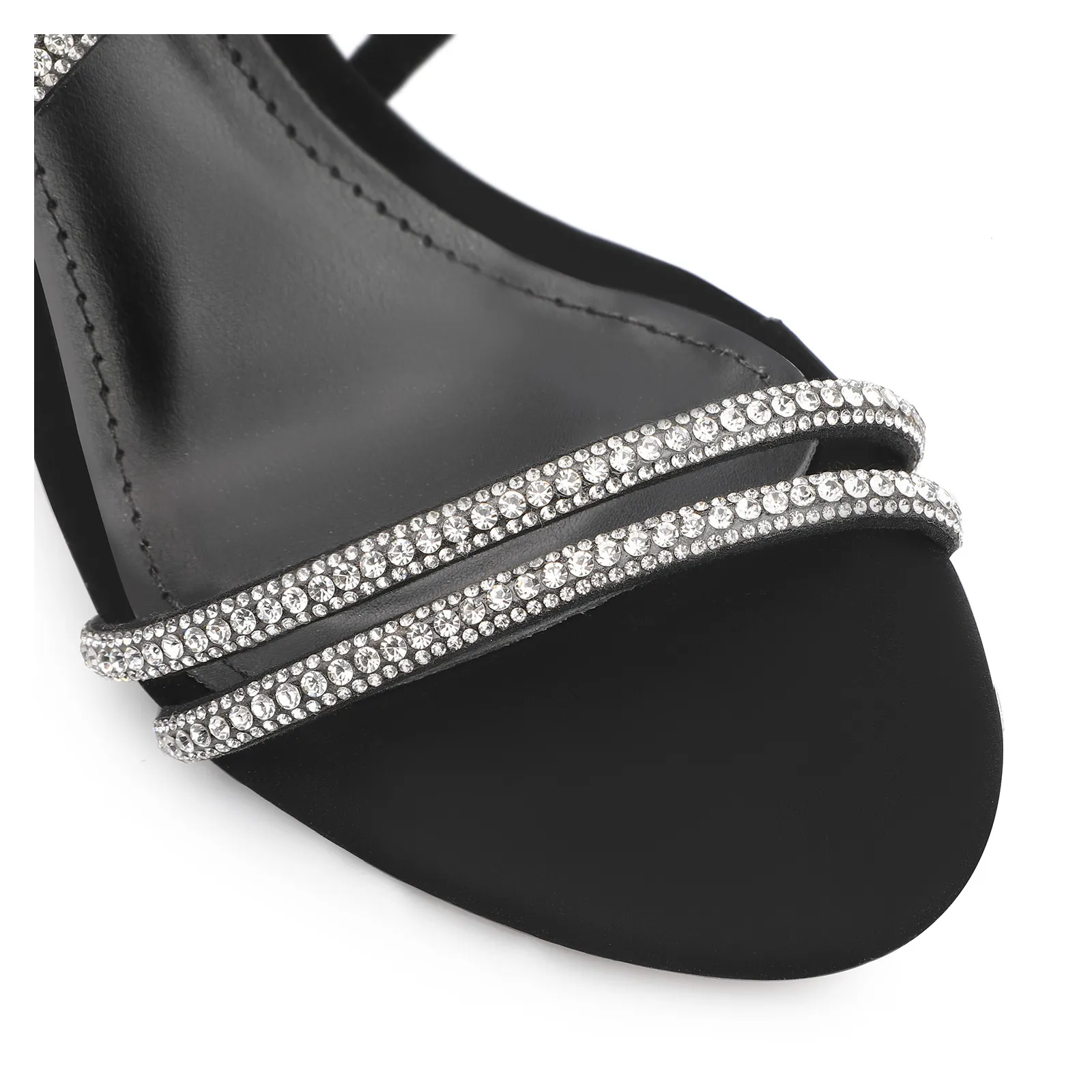 Sandália Alt Nobuck Preto/Strass Prata