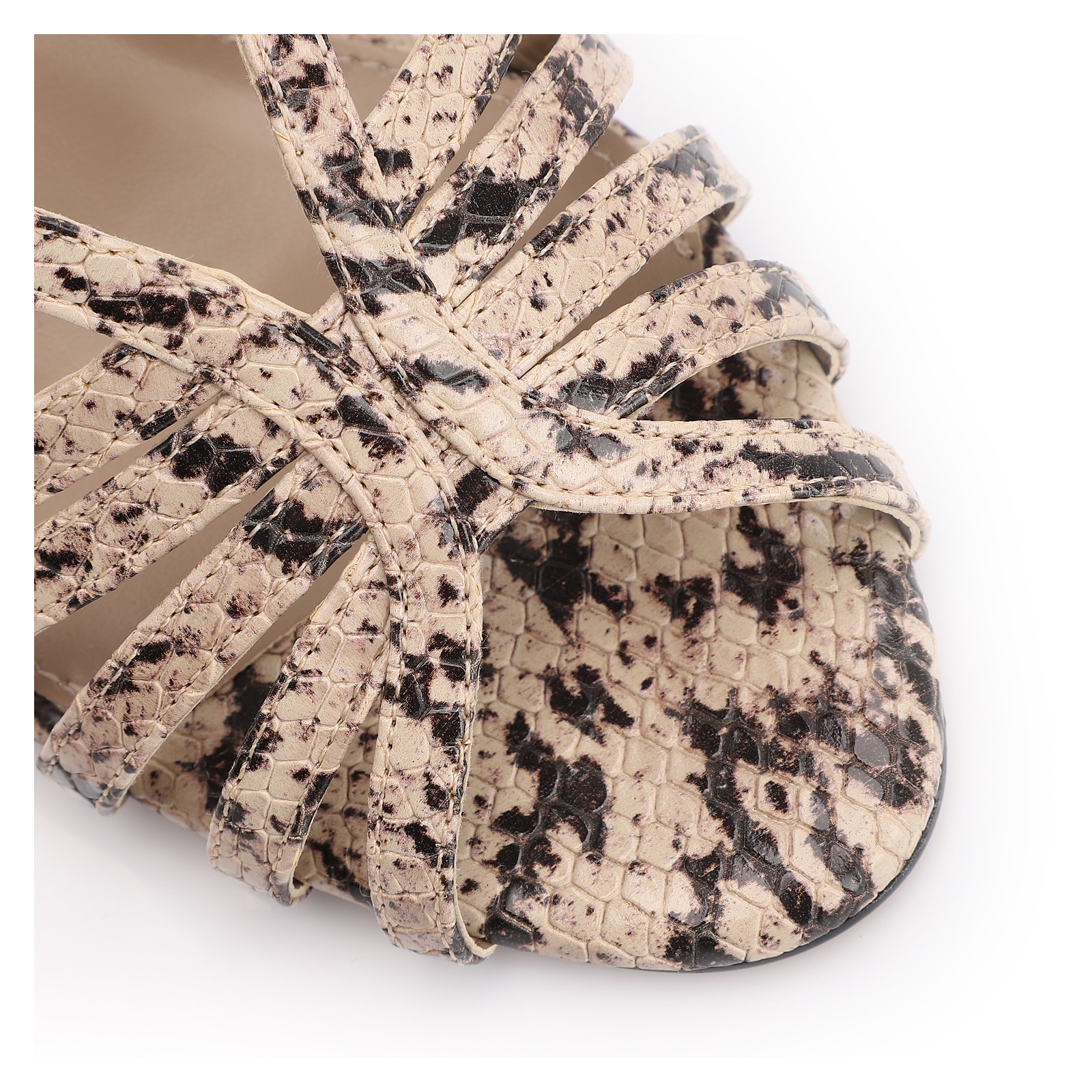 Sandália Anabela Alt Python Bege/Preto