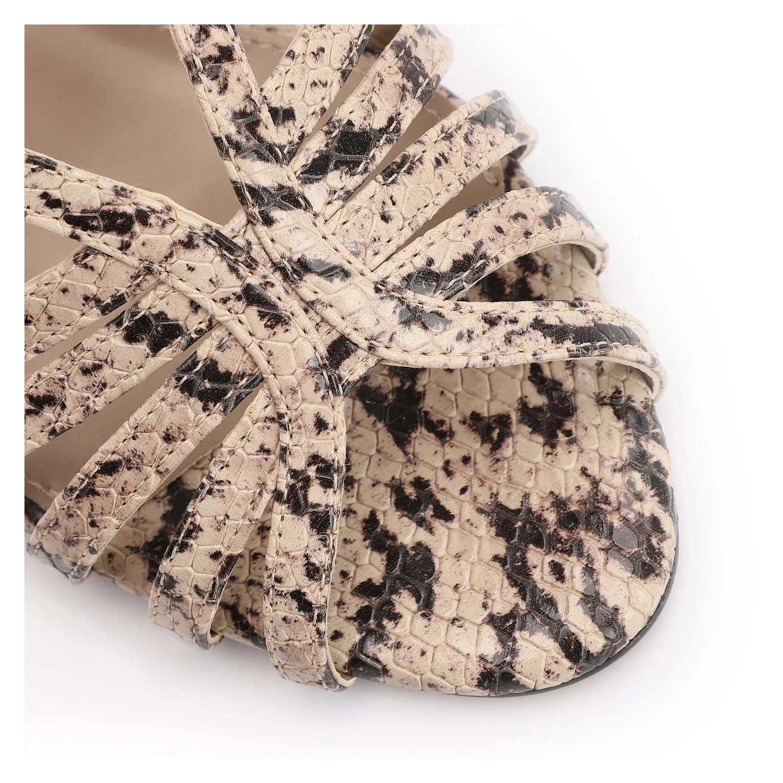 Sandália Anabela Alt Python Bege/Preto