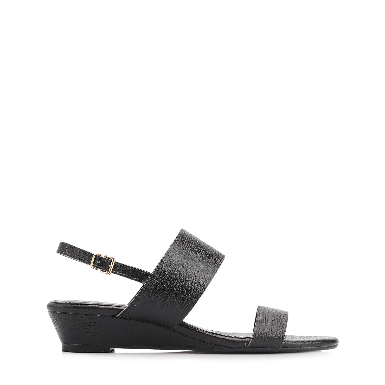 Sandália Anabela Couro Antique Preto