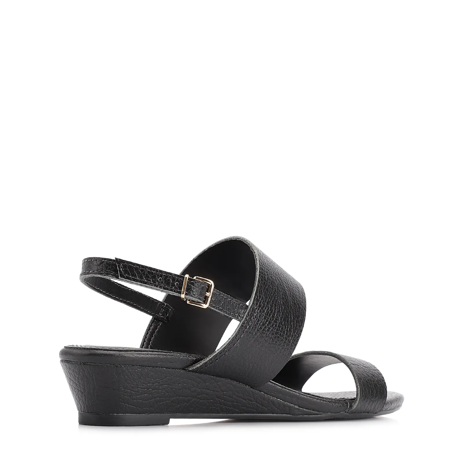 Sandália Anabela Couro Antique Preto