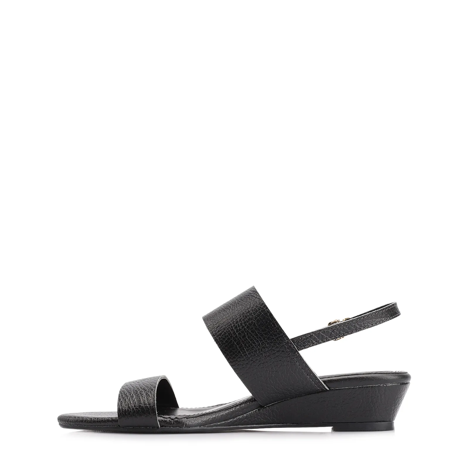 Sandália Anabela Couro Antique Preto