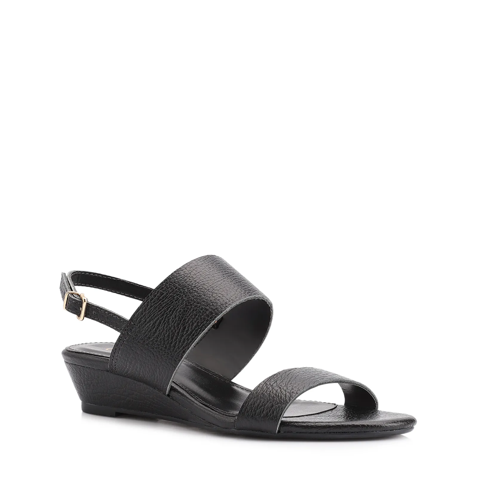 Sandália Anabela Couro Antique Preto