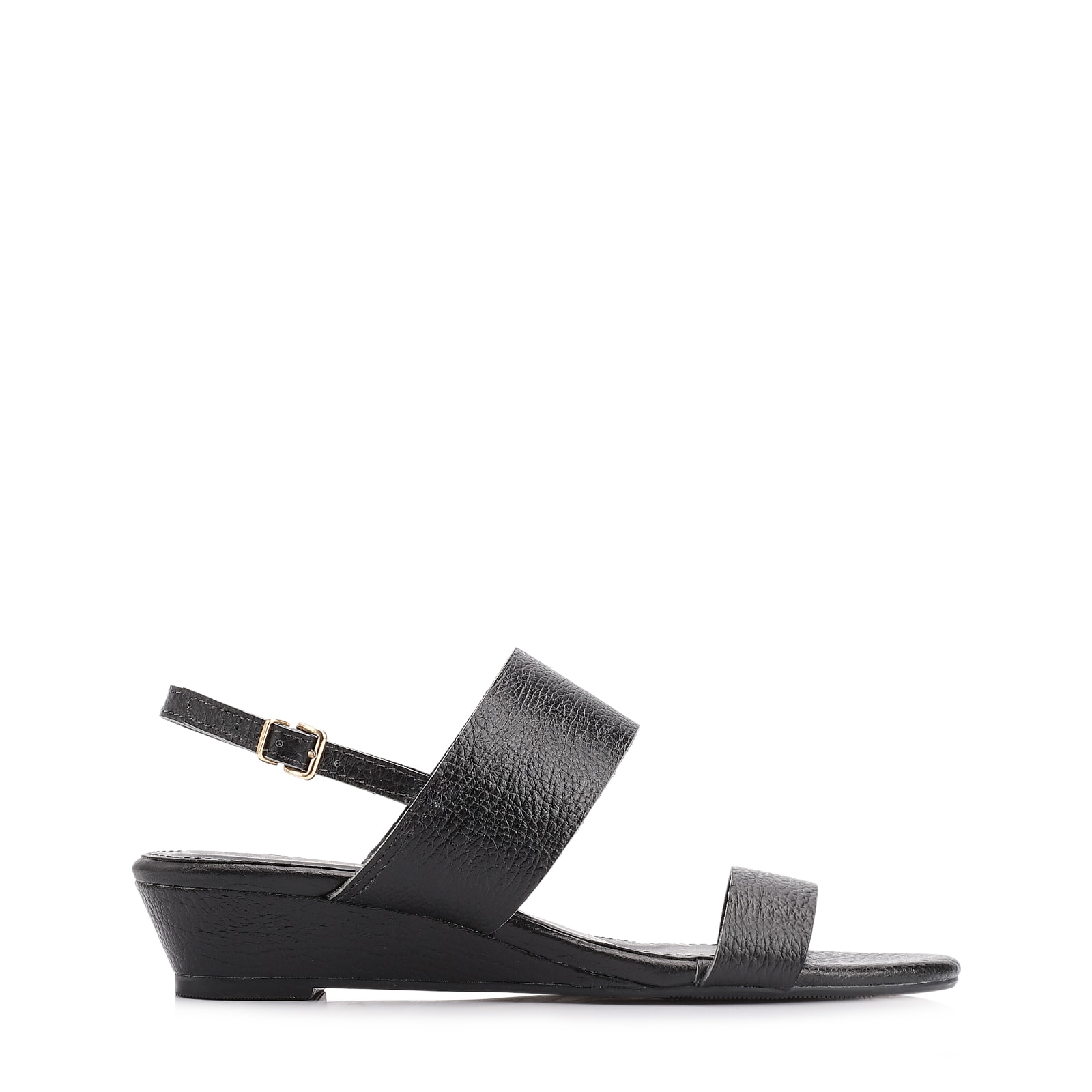 Sandália Anabela Couro Antique Preto