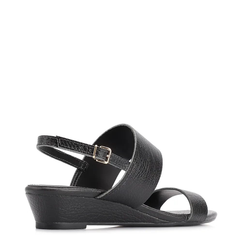 Sandália Anabela Couro Antique Preto - imagem 4