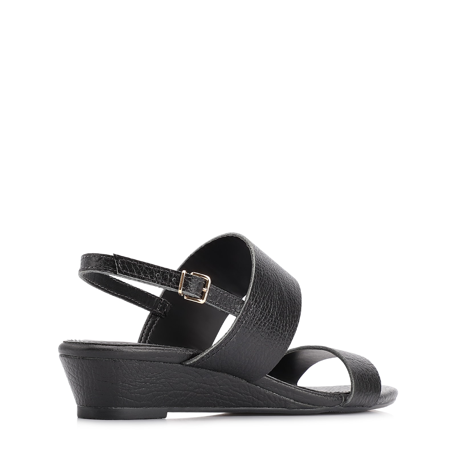 Sandália Anabela Couro Antique Preto