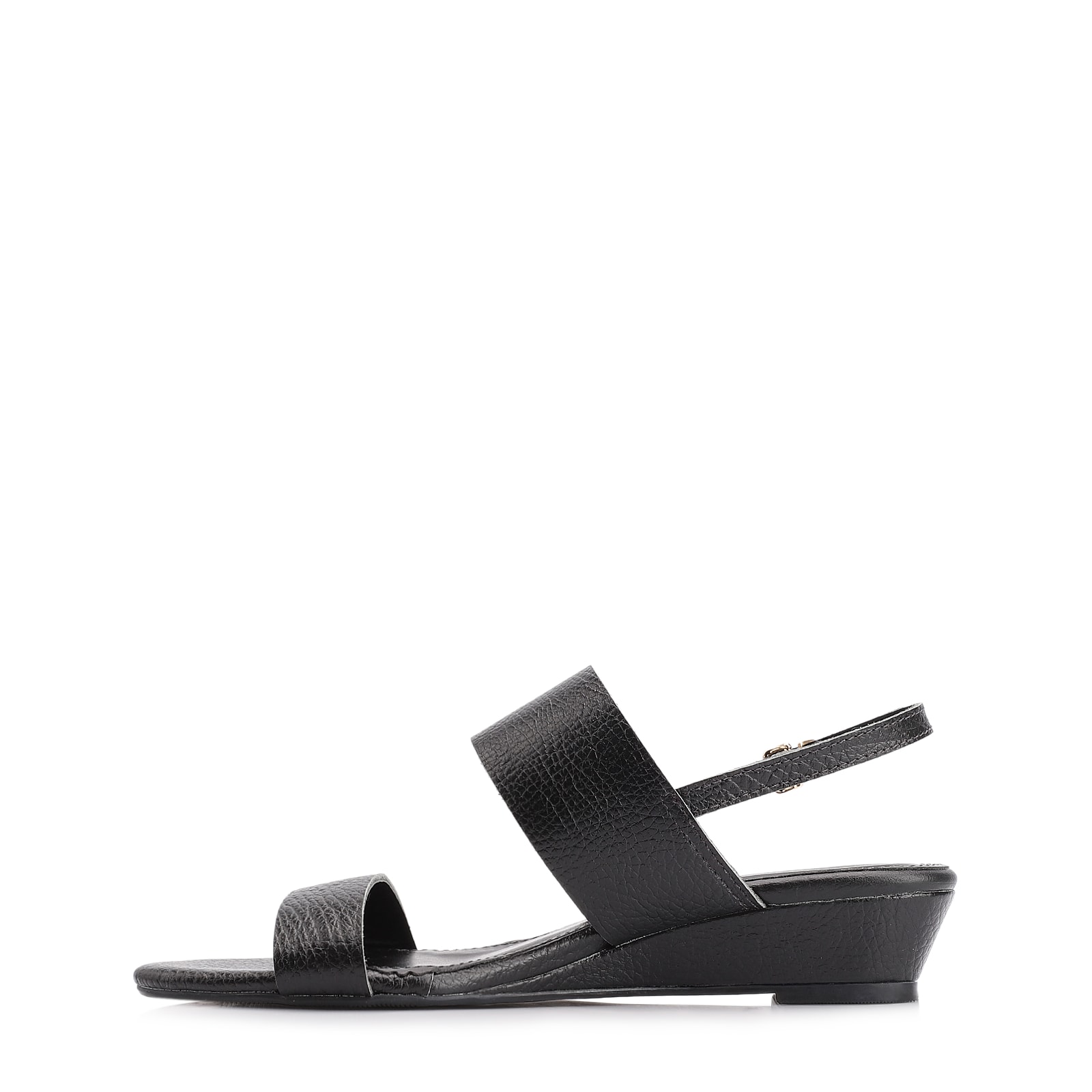 Sandália Anabela Couro Antique Preto