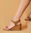 Sandália Anabela Couro Marrom - imagem 2