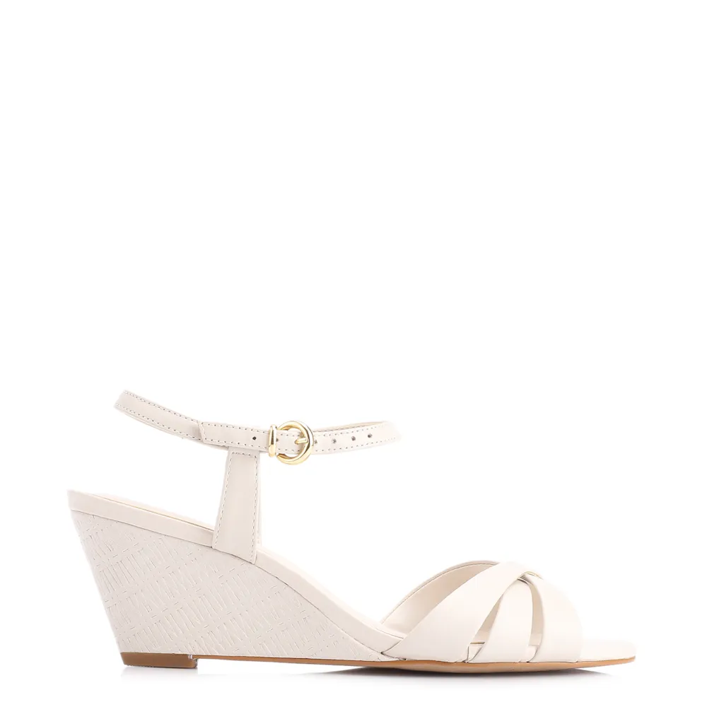 Sandália Anabela Couro Off White - imagem 3