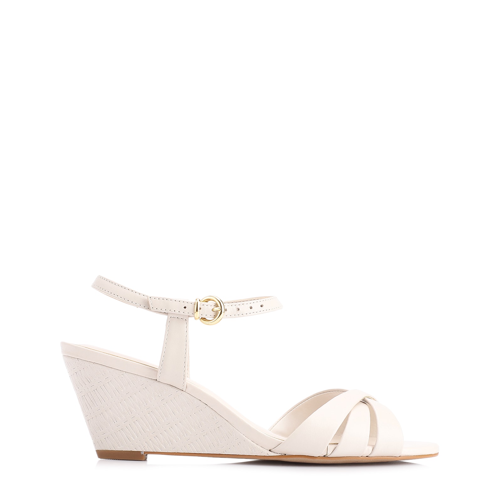Sandália Anabela Couro Off White
