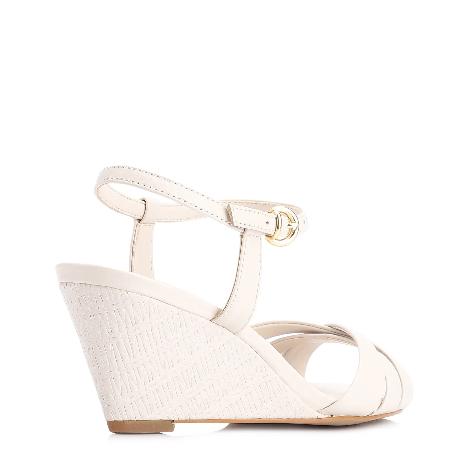 Sandália Anabela Couro Off White