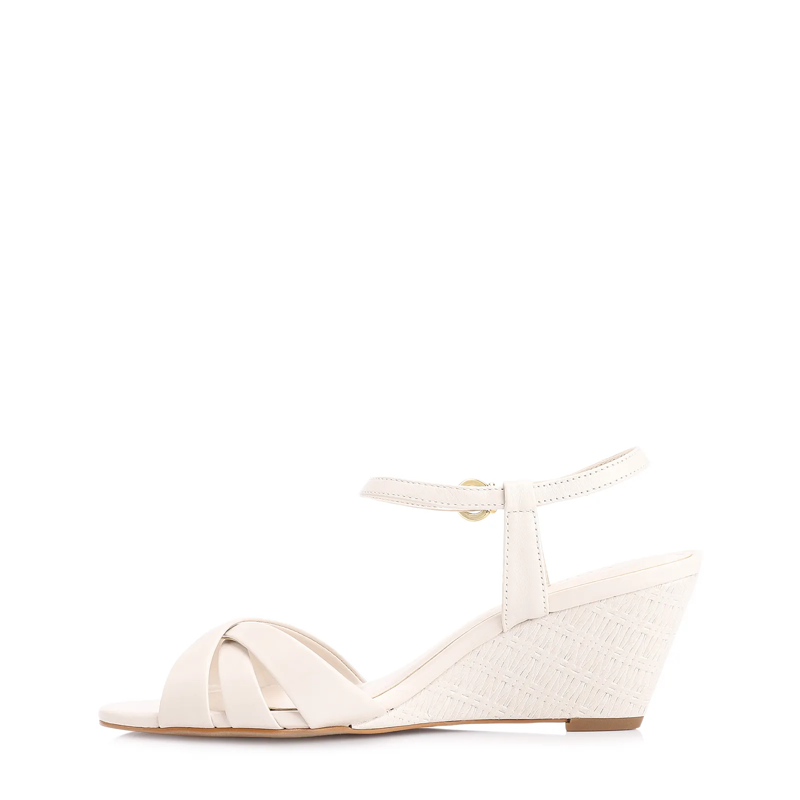 Sandália Anabela Couro Off White