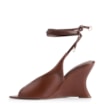 Sandália Anabela Laser Cut Couro Marrom - imagem 5