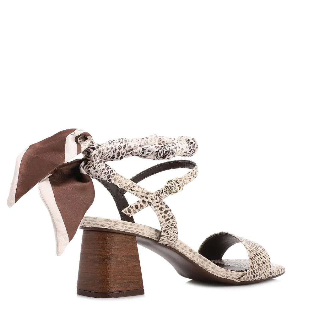 Sandália Animal Print Salto Bloco Médio Alt Lenço Python Off White - imagem 4