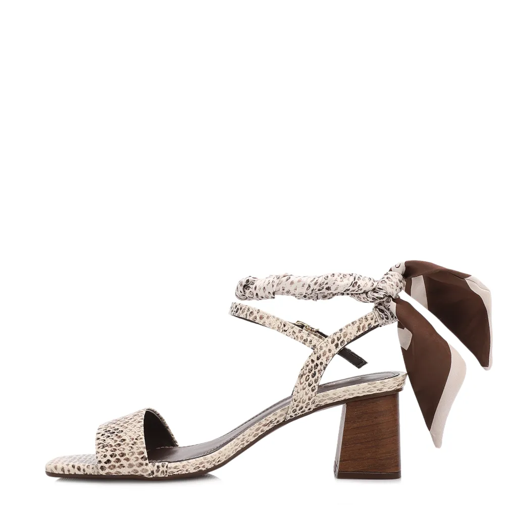 Sandália Animal Print Salto Bloco Médio Alt Lenço Python Off White - imagem 5