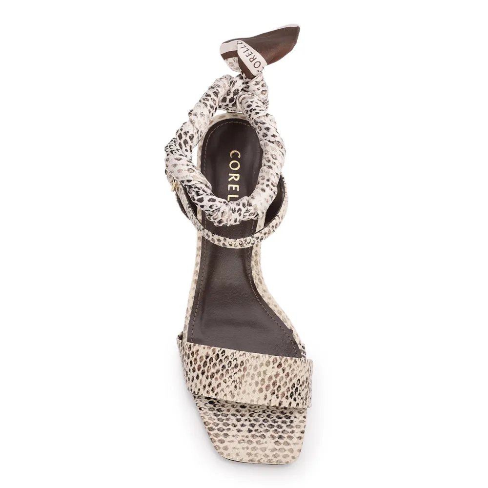 Sandália Animal Print Salto Bloco Médio Alt Lenço Python Off White - imagem 6