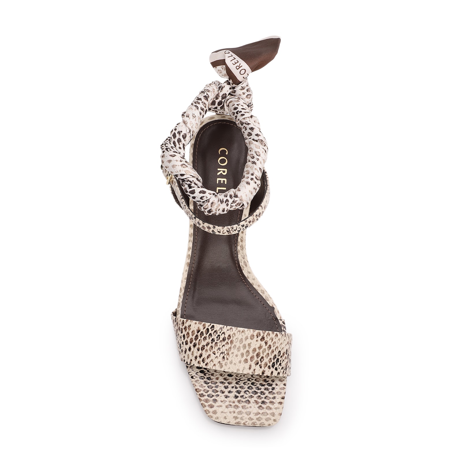Sandália Animal Print Salto Bloco Médio Alt Lenço Python Off White