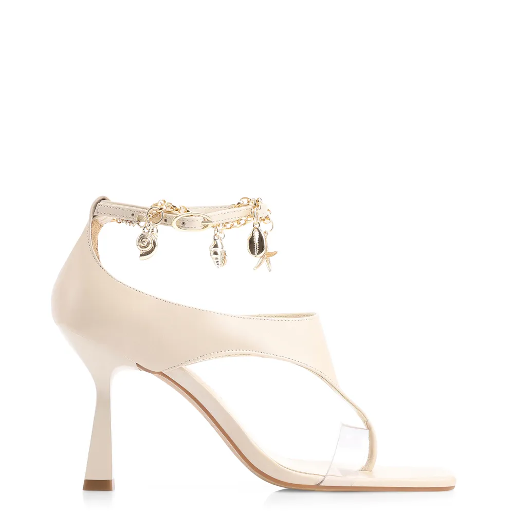 Sandália Charms Couro Off White - imagem 3