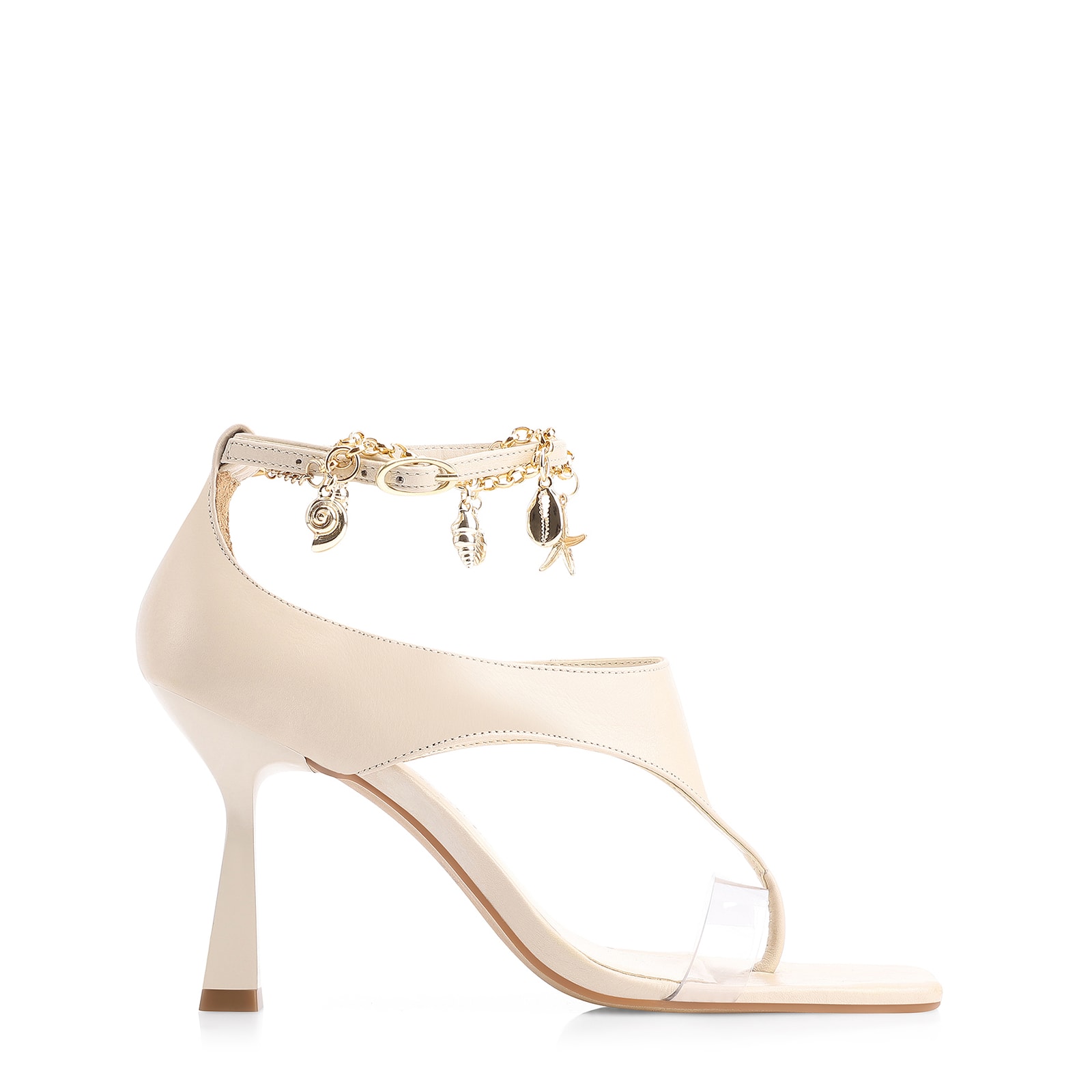 Sandália Charms Couro Off White
