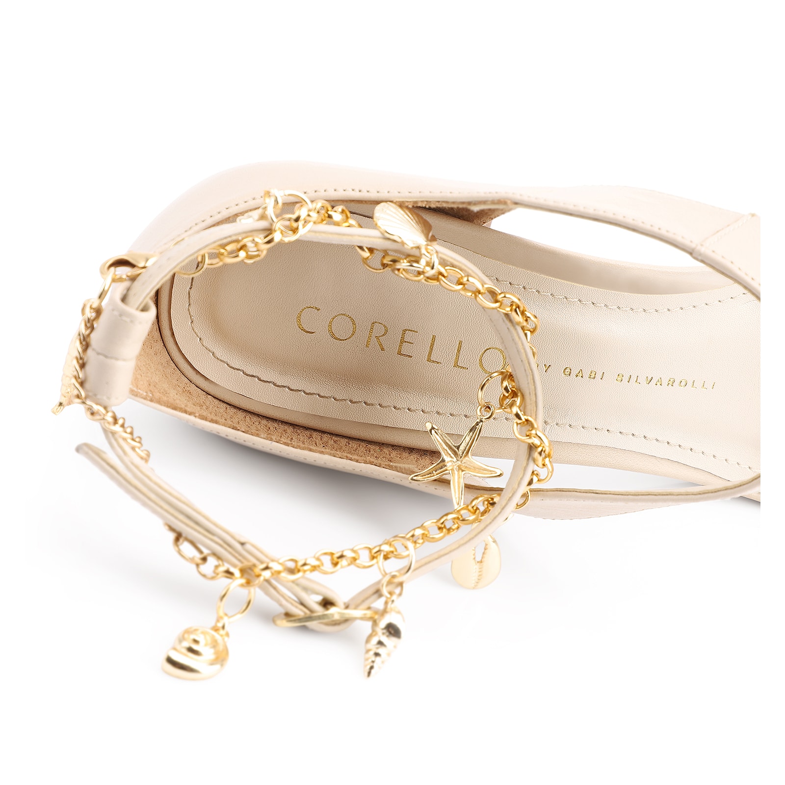 Sandália Charms Couro Off White